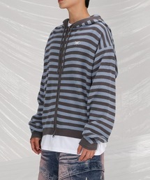 SAINTPAIN | 【UNISEX】SAINTPAIN／ボーダーニットZIPUP(パーカー)