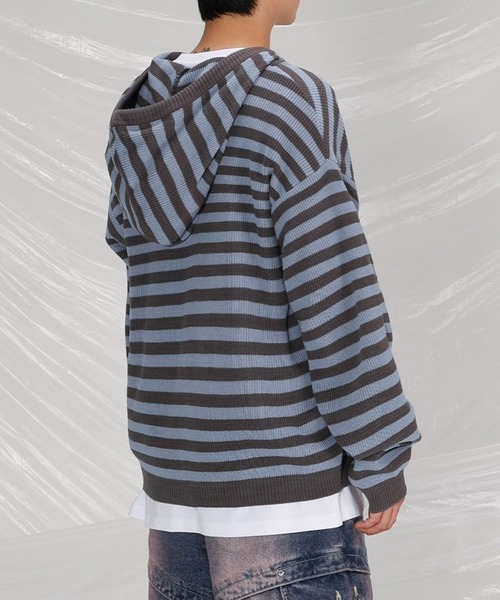 UNISEX】SAINTPAIN／ボーダーニットZIPUP（パーカー