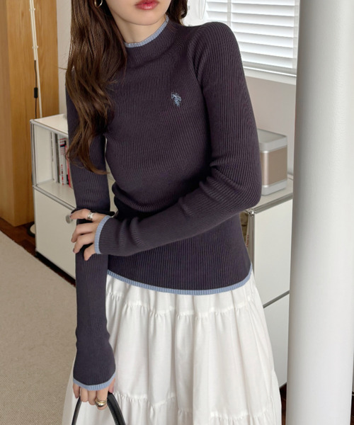 U.S. POLO ASSN.(ユーエスポロアッスン)の「【Ada.別注 U.S. POLO ASSN】配色デザイン コンパクト ぷちハイネック ニット カットソー(Tシャツ/カットソー・レディース・ホワイト×ネイビー/チャコール/ネイビー×ホワイト・M/L)」の18枚目の写真