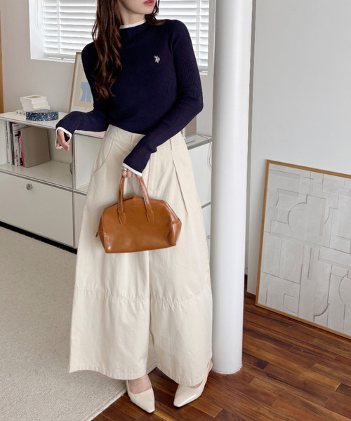 U.S. POLO ASSN.(ユーエスポロアッスン)の「【Ada.別注 U.S. POLO ASSN】配色デザイン コンパクト ぷちハイネック ニット カットソー(Tシャツ/カットソー・レディース・ホワイト×ネイビー/チャコール/ネイビー×ホワイト・M/L)」の10枚目の写真