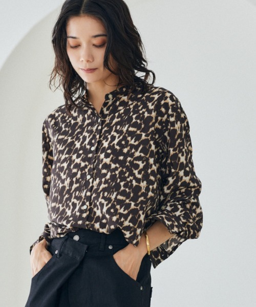 BARNYARDSTORM（バンヤードストーム）の「BARNYARDSTORM / トロミデシンシャツ＜セットアップ対応＞（シャツ/ブラウス・レディース・ブラック/レオパード・FREE）」の2枚目の写真