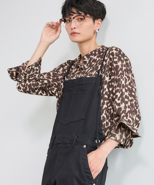 BARNYARDSTORM（バンヤードストーム）の「BARNYARDSTORM / トロミデシンシャツ＜セットアップ対応＞（シャツ/ブラウス・レディース・ブラック/レオパード・FREE）」の4枚目の写真