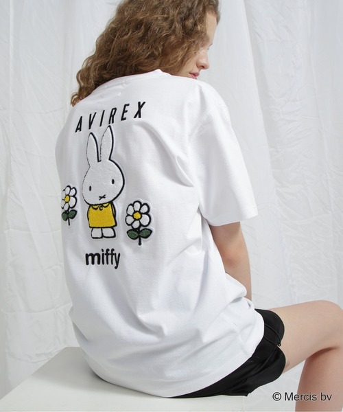 Miffy（ ミッフィー）の「《AVIREX×miffy》WEB限定 EMBROIDERY T-SHIRT/アヴィレックス×ミッフィー 刺繍Tシャツ（Tシャツ/カットソー・レディース・ホワイト/ピンク/ブラック・S/M）」の2枚目の写真
