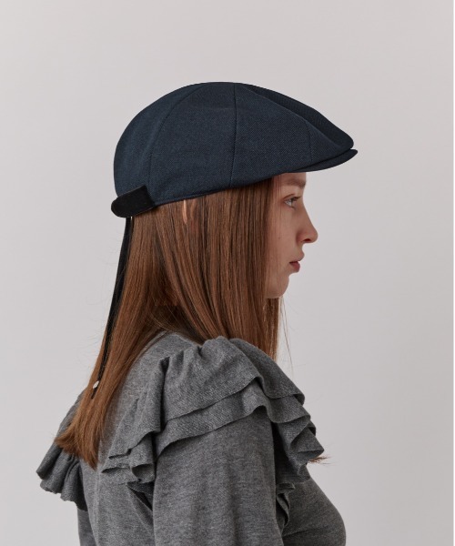Chapeau d' O(シャポードオー)の「Chapeau d' O Back Ribbon 8P Hunting / シャポードオー(ハンチング/ベレー帽・レディース・ベージュ/ネイビー・M/57.5cm)」の5枚目の写真