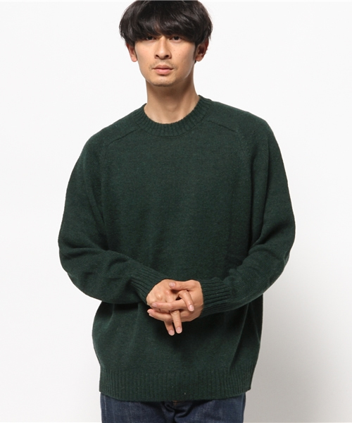 SEVENDAYS=SUNDAY（セブンデイズサンデイ）の「シェットランドウール　長袖プルオーバー（ニット/セーター・メンズ・イエロー/ネイビー/グリーン/杢グレー・MEDIUM/SMALL/LARGE）」の2枚目の写真