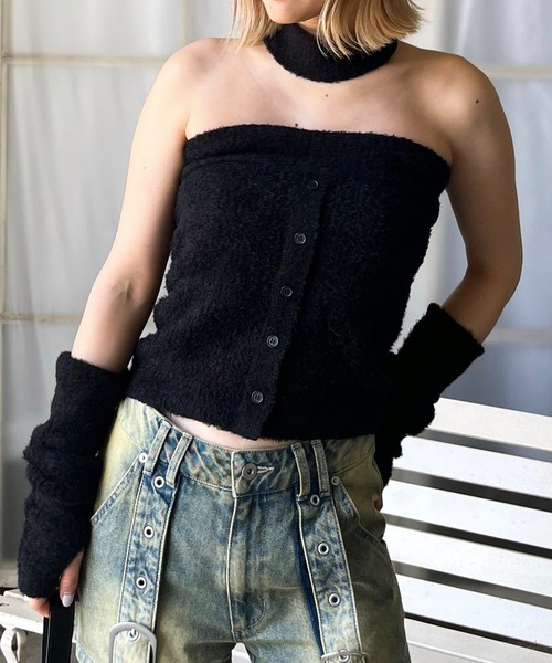 SPIRALGIRL(スパイラルガール)の「アームウォーマーシャギーニット(ニット/セーター・レディース・ベージュ/ブラック/グレー・FREE)」の11枚目の写真