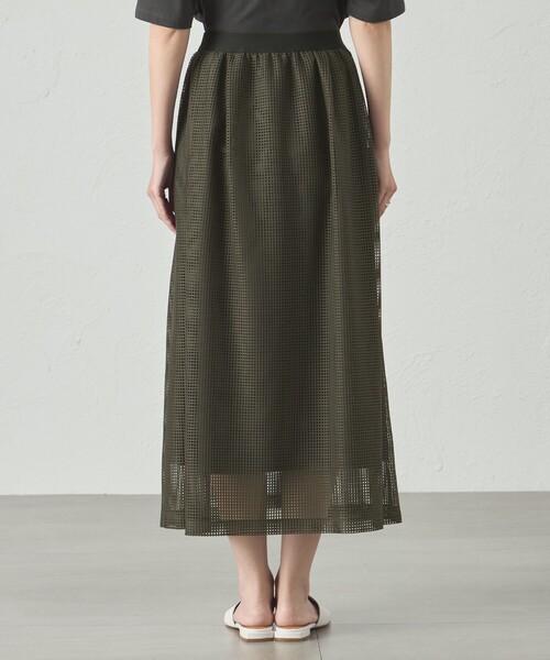 CAST:(キャストコロン)の「【セットアップ対応/オンでもオフでも活躍】メッシュフレアスカート(スカート・レディース・グリーン系その他7/ブラック/オフホワイト・S/M/L)」の11枚目の写真