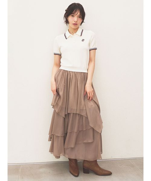 LILY BROWN（リリーブラウン）の「ワンポイントニットポロシャツ（ポロシャツ・レディース・ホワイト・F）」の4枚目の写真