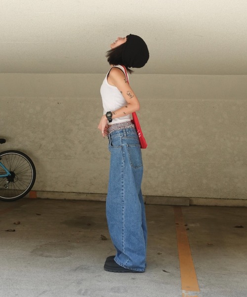 TEEN BOOP（ティーンブープ）の「2wayチェックレイヤードデニム（デニムパンツ・レディース・ブルー・SMALL/MEDIUM）」の22枚目の写真