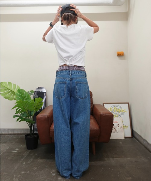 TEEN BOOP（ティーンブープ）の「2wayチェックレイヤードデニム（デニムパンツ・レディース・ブルー・SMALL/MEDIUM）」の3枚目の写真