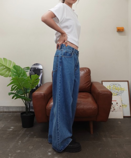 TEEN BOOP（ティーンブープ）の「2wayチェックレイヤードデニム（デニムパンツ・レディース・ブルー・SMALL/MEDIUM）」の8枚目の写真