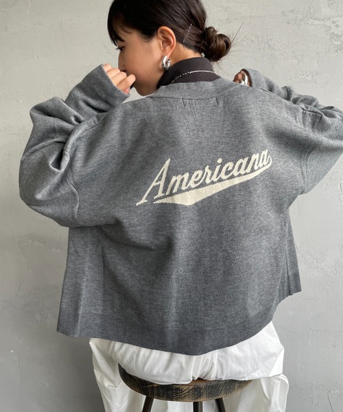 Americana/アメリカーナ] 別注 バックロゴ ショート丈 Vネック