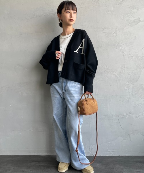 AMERICANA（アメリカーナ）の「[Americana/アメリカーナ] 別注 バックロゴ ショート丈 Vネックカーディガン【追加】（カーディガン/ボレロ・レディース・チャコール/ブラック・ONE SIZE）」の13枚目の写真