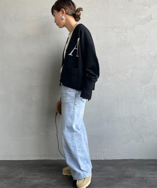 AMERICANA（アメリカーナ）の「[Americana/アメリカーナ] 別注 バックロゴ ショート丈 Vネックカーディガン【追加】（カーディガン/ボレロ・レディース・チャコール/ブラック・ONE SIZE）」の14枚目の写真