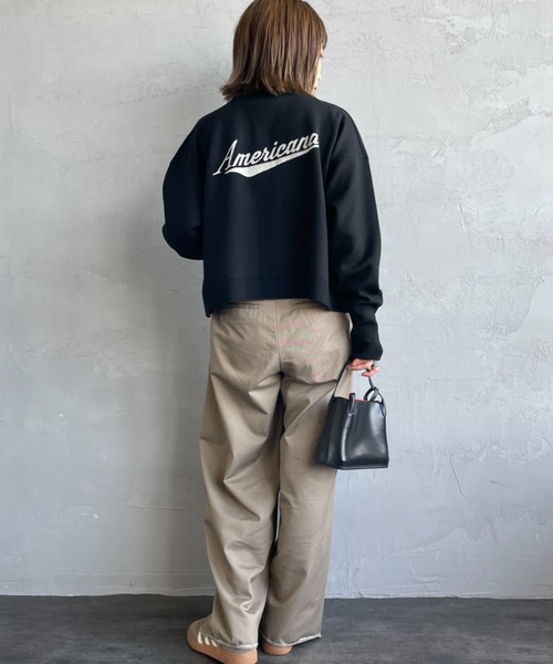 AMERICANA（アメリカーナ）の「[Americana/アメリカーナ] 別注 バックロゴ ショート丈 Vネックカーディガン【追加】（カーディガン/ボレロ・レディース・チャコール/ブラック・ONE SIZE）」の6枚目の写真