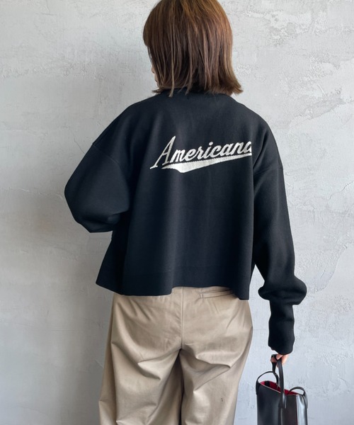 AMERICANA（アメリカーナ）の「[Americana/アメリカーナ] 別注 バックロゴ ショート丈 Vネックカーディガン【追加】（カーディガン/ボレロ・レディース・チャコール/ブラック・ONE SIZE）」の21枚目の写真