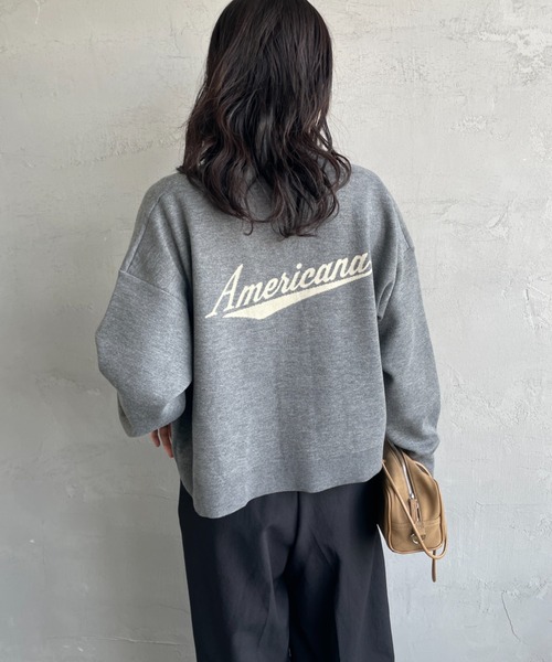 Americana/アメリカーナ] 別注 バックロゴ ショート丈 Vネック