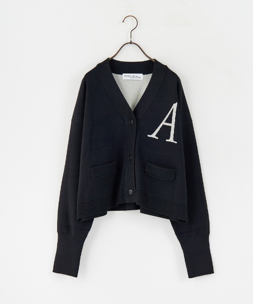 Americana ロゴ刺繍 ブラックカーディガン セール】[Americana/アメリカーナ] 別注 バックロゴ ショート丈 V