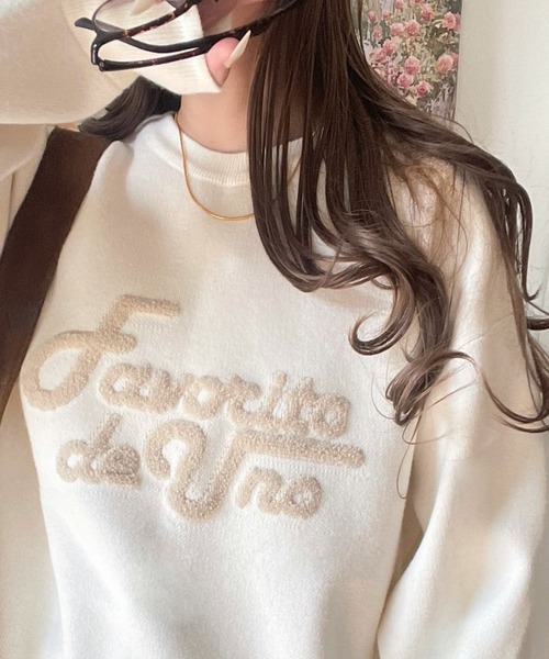 Java(ジャバ)の「《JaVaジャバコラボ》後ろタックで作る旬シルエット♪サガラ刺繍風ロゴコクーンニット(ニット/セーター・レディース・グレー/ネイビー/アイボリー/チャコール/モカ/ブラウン・X-LARGE/LARGE/MEDIUM/SMALL)」の2枚目の写真