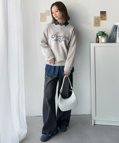 Java(ジャバ)の「《JaVaジャバコラボ》後ろタックで作る旬シルエット♪サガラ刺繍風ロゴコクーンニット(ニット/セーター・レディース・グレー/ネイビー/アイボリー/チャコール/モカ/ブラウン・X-LARGE/LARGE/MEDIUM/SMALL)」の8枚目の写真