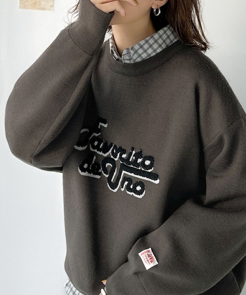 Java(ジャバ)の「《JaVaジャバコラボ》後ろタックで作る旬シルエット♪サガラ刺繍風ロゴコクーンニット(ニット/セーター・レディース・グレー/ネイビー/アイボリー/チャコール/モカ/ブラウン・X-LARGE/LARGE/MEDIUM/SMALL)」の10枚目の写真