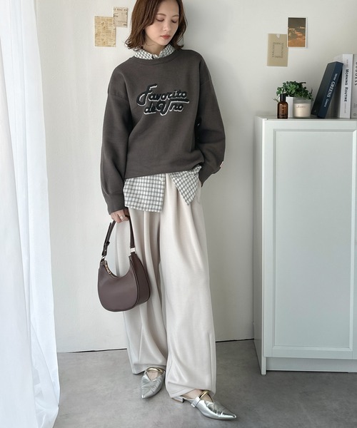 Java(ジャバ)の「《JaVaジャバコラボ》後ろタックで作る旬シルエット♪サガラ刺繍風ロゴコクーンニット(ニット/セーター・レディース・グレー/ネイビー/アイボリー/チャコール/モカ/ブラウン・X-LARGE/LARGE/MEDIUM/SMALL)」の13枚目の写真