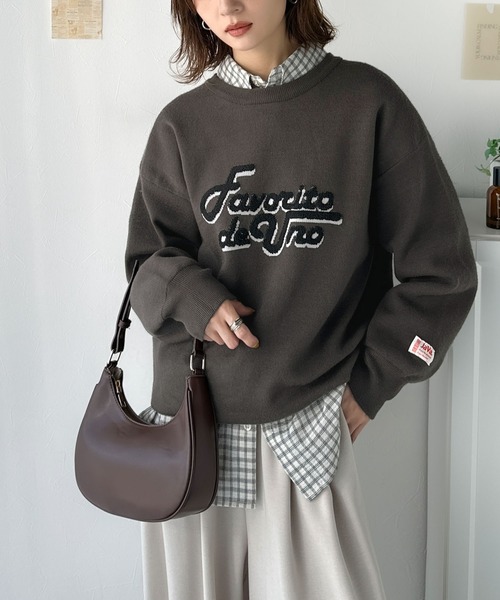 Java(ジャバ)の「《JaVaジャバコラボ》後ろタックで作る旬シルエット♪サガラ刺繍風ロゴコクーンニット(ニット/セーター・レディース・グレー/ネイビー/アイボリー/チャコール/モカ/ブラウン・X-LARGE/LARGE/MEDIUM/SMALL)」の11枚目の写真