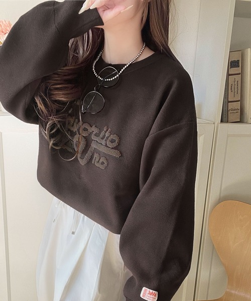 Java(ジャバ)の「《JaVaジャバコラボ》後ろタックで作る旬シルエット♪サガラ刺繍風ロゴコクーンニット(ニット/セーター・レディース・グレー/ネイビー/アイボリー/チャコール/モカ/ブラウン・X-LARGE/LARGE/MEDIUM/SMALL)」の19枚目の写真