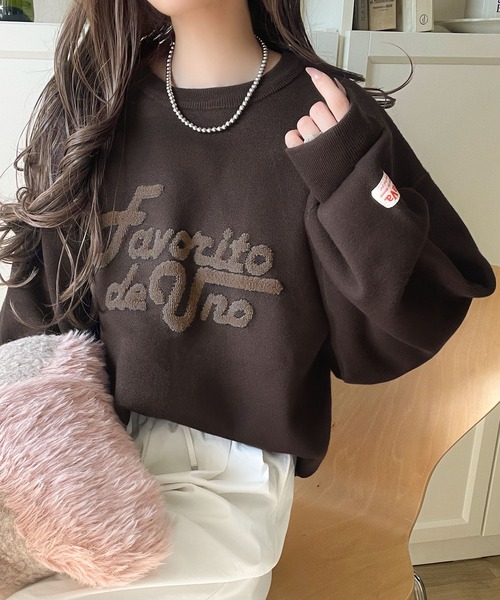 Java(ジャバ)の「《JaVaジャバコラボ》後ろタックで作る旬シルエット♪サガラ刺繍風ロゴコクーンニット(ニット/セーター・レディース・グレー/ネイビー/アイボリー/チャコール/モカ/ブラウン・X-LARGE/LARGE/MEDIUM/SMALL)」の16枚目の写真