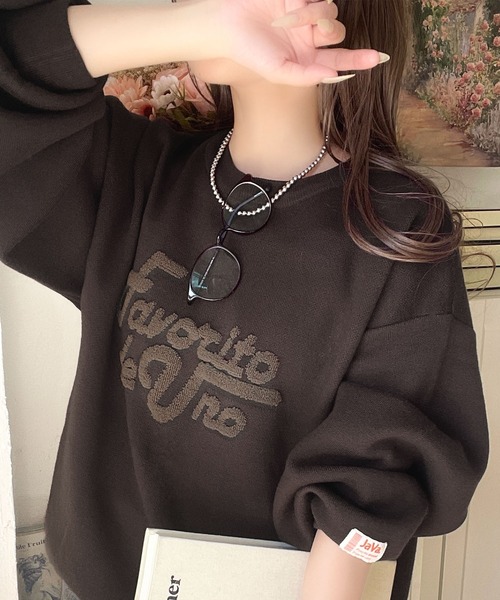 Java(ジャバ)の「《JaVaジャバコラボ》後ろタックで作る旬シルエット♪サガラ刺繍風ロゴコクーンニット(ニット/セーター・レディース・グレー/ネイビー/アイボリー/チャコール/モカ/ブラウン・X-LARGE/LARGE/MEDIUM/SMALL)」の17枚目の写真