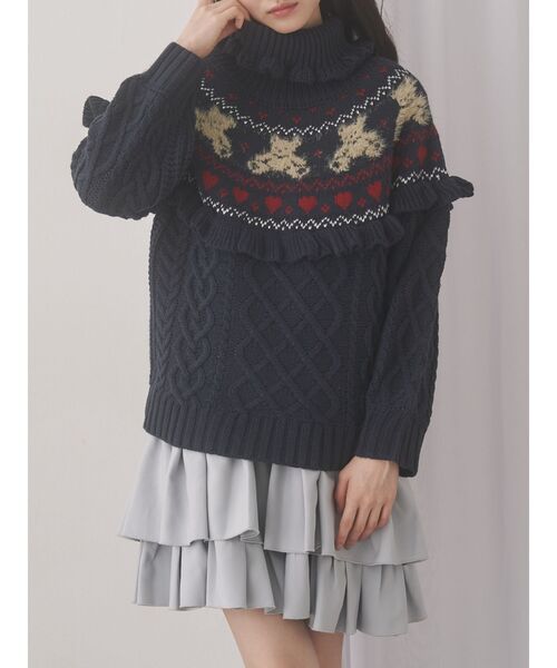 セール】bear yoke knit tops（ニット/セーター）｜merry jenny
