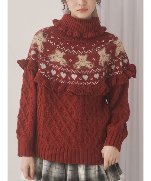 セール】bear yoke knit tops（ニット/セーター）｜merry jenny