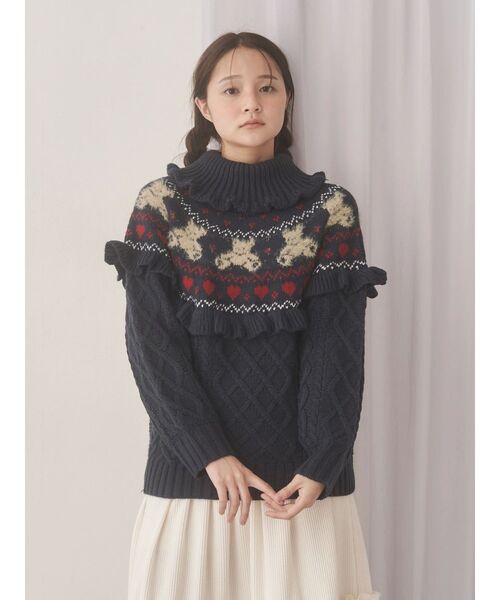 merry jenny bear yoke knit tops ニット セーター セール】bear yoke knit tops（ニット/セーター）｜merry jenny