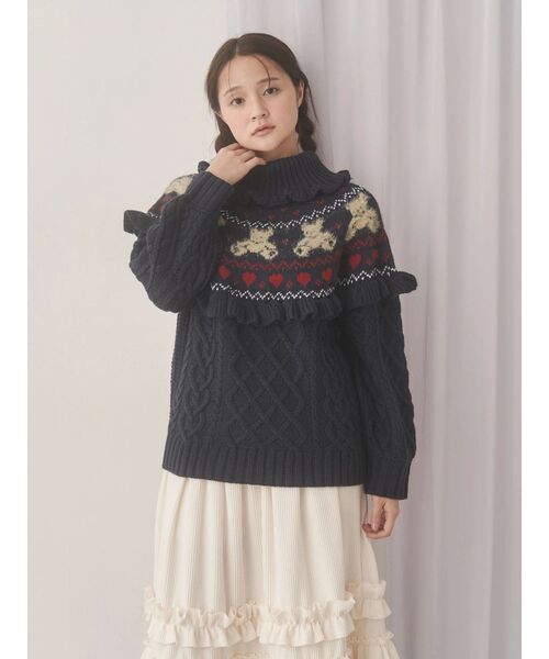 merry jenny（メリージェニー）の「bear yoke knit tops（ニット/セーター・レディース・アイボリー/レッド/ネイビー・FREE）」の22枚目の写真