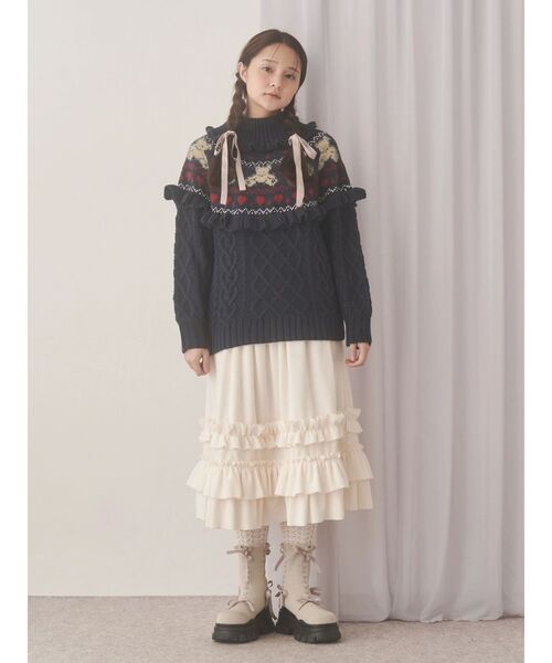 merry jenny（メリージェニー）の「bear yoke knit tops（ニット/セーター・レディース・アイボリー/レッド/ネイビー・FREE）」の21枚目の写真