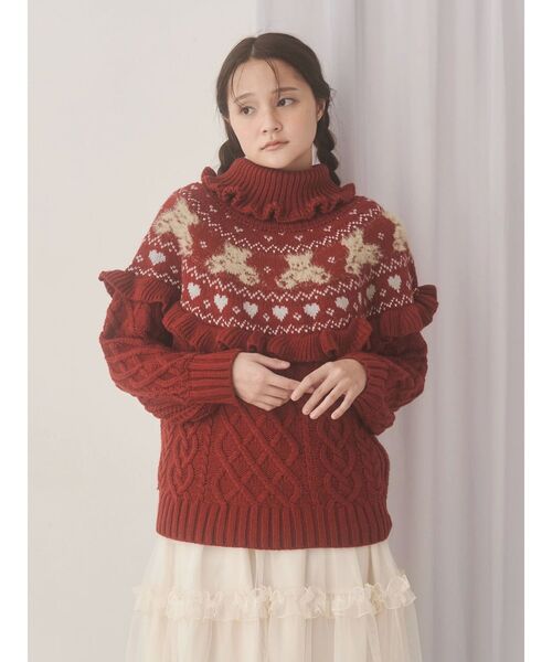 merry jenny（メリージェニー）の「bear yoke knit tops（ニット/セーター・レディース・アイボリー/レッド/ネイビー・FREE）」の20枚目の写真