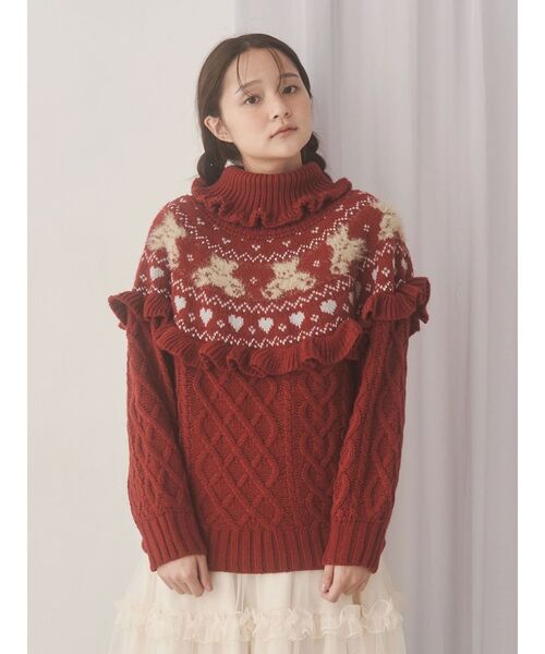merry jenny（メリージェニー）の「bear yoke knit tops（ニット/セーター・レディース・アイボリー/レッド/ネイビー・FREE）」の19枚目の写真