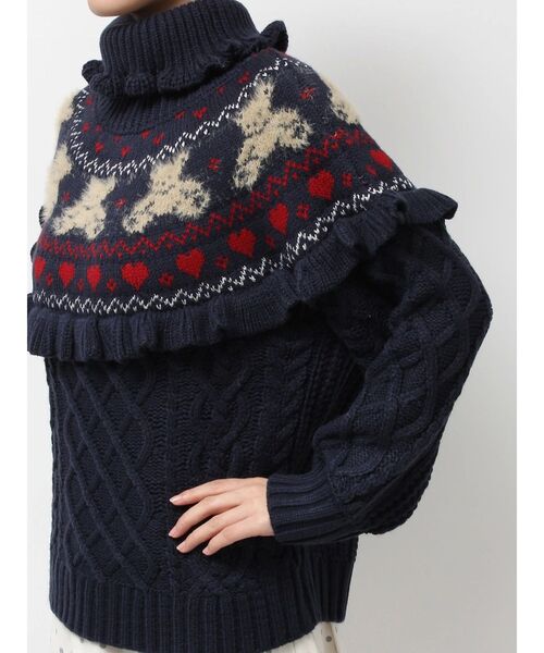 merry jenny（メリージェニー）の「bear yoke knit tops（ニット/セーター・レディース・アイボリー/レッド/ネイビー・FREE）」の13枚目の写真