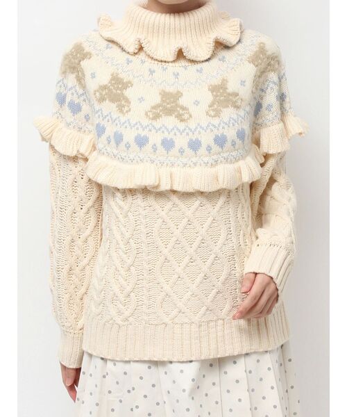 セール】bear yoke knit tops（ニット/セーター）｜merry jenny