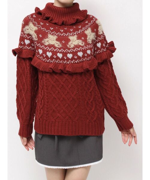 セール】bear yoke knit tops（ニット/セーター）｜merry jenny