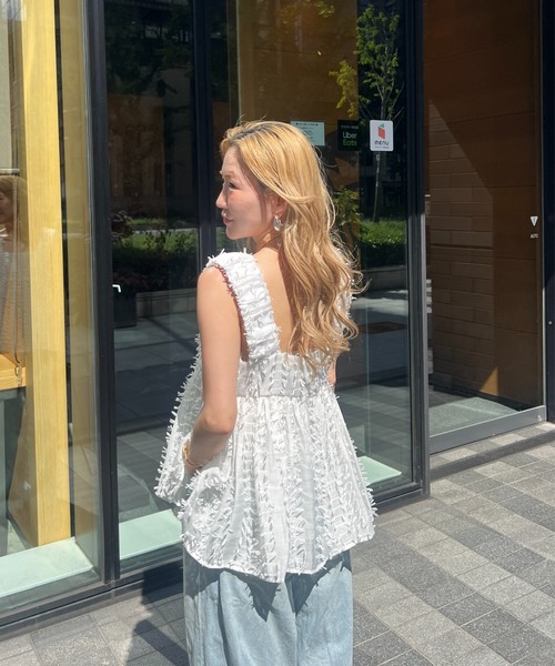 StyleSea（スタイルシー）の「フリンジレースビスチェ（Tシャツ/カットソー・レディース・ブラック/オフホワイト/ホワイト系その他・FREE）」の4枚目の写真