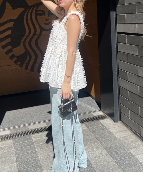 StyleSea（スタイルシー）の「フリンジレースビスチェ（Tシャツ/カットソー・レディース・ブラック/オフホワイト/ホワイト系その他・FREE）」の5枚目の写真