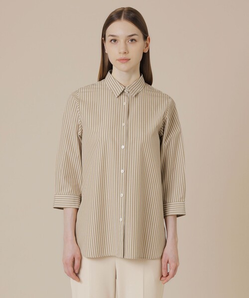 コットンストライプチュニックシャツ（シャツ/ブラウス