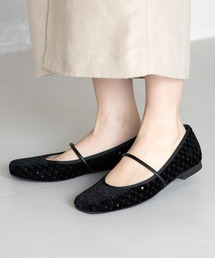 JELLY BEANS（ジェリービーンズ）の「グリッタードットベルベットストラップパンプス【Made in Japan】(125-55129)JELLY BEANS(ジェリービーンズ)（パンプス）」