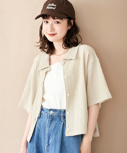 coen（コーエン）の「ポコポコハーフスリーブシャツ（シャツ/ブラウス・レディース・ブラック/ベージュ/ダークオレンジ・M/L）」の10枚目の写真