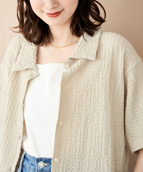 coen（コーエン）の「ポコポコハーフスリーブシャツ（シャツ/ブラウス・レディース・ブラック/ベージュ/ダークオレンジ・M/L）」の12枚目の写真