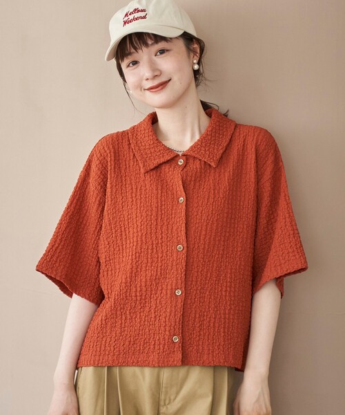 coen（コーエン）の「ポコポコハーフスリーブシャツ（シャツ/ブラウス・レディース・ブラック/ベージュ/ダークオレンジ・M/L）」の16枚目の写真