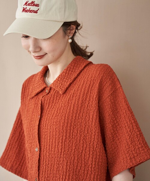 coen（コーエン）の「ポコポコハーフスリーブシャツ（シャツ/ブラウス・レディース・ブラック/ベージュ/ダークオレンジ・M/L）」の18枚目の写真