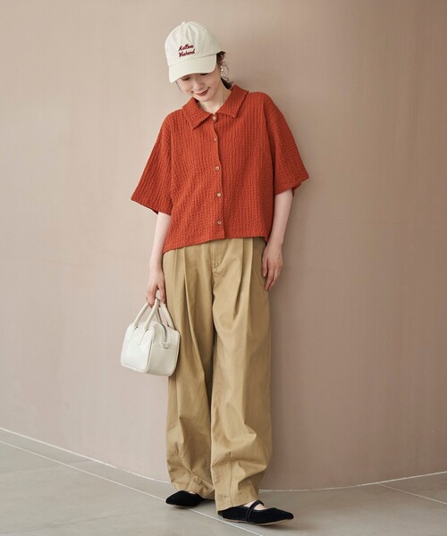 coen（コーエン）の「ポコポコハーフスリーブシャツ（シャツ/ブラウス・レディース・ブラック/ベージュ/ダークオレンジ・M/L）」の19枚目の写真