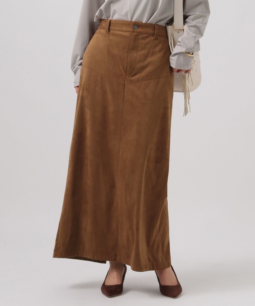 BAYFLOW(ベイフロー)の「スウェードナロースカート(スカート・レディース・ダークブラウン/キャメル・SMALL/MEDIUM)」の4枚目の写真